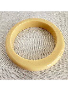 Tagua Nut Bangle Chunky Cream Organic Natural Bracelet Size 7.5
